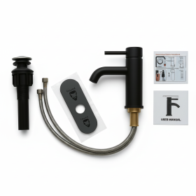 Single Handle Bathroom Faucet, Stainless Steel Single Hole Lavatory Faucet, Modern Sink Faucet, Matte Black