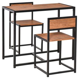 3-Piece Industrial Dining Table Set for 2, Kitchen Table and Chairs, Dining Room Sets for Small Spaces, Rustic Brown