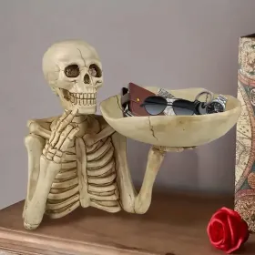 Halloween Skeleton Storage Tray, Skull Halloween Candy Dish Fruit Snack Serving Tray Platter Cupcake Containers Goth Dining Table Centerpiece Hallowee