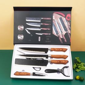 6 PCS Kitchen Knife Sets, Steel Kitchen Knives Set Tools Forged Kitchen Knife Scissors Ceramic Peeler Chef Slicer Knife Gift Case