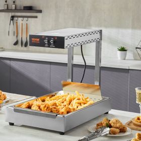 French Fry Food Warmer, 750W Commercial Food Heating Lamp, Electric Stainless Steel Warming Light Dump Station, Countertop 104-122Â°F Fries Food Warme