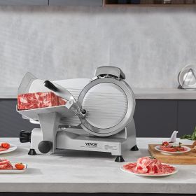Meat Slicer, 340W Electric Deli Food Slicer With 10' SUS420 Stainless Steel Blade And Built-in Sharpening Stone, 0-0.6 Inch Adjustable Thickness For C