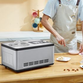 Automatic Ice Cream Maker With Built-in Compressor, 2 Quart No Pre-freezing Fruit Yogurt Machine, Stainless Steel Electric Sorbet Maker, 3 Modes Gelat