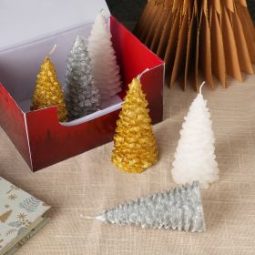 Holiday Luster Candle Box Green, Red & White - 6 Pcs