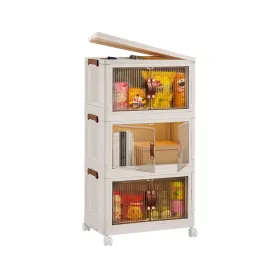 3Pcs Foldable Storage Bins With Lid Front Magnetic Door Collapsible Stackable Closet Organizer Containers With 4Pcs 360Â° Rotatable Wheels 8Pcs Small