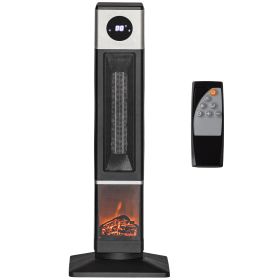 31" Freestanding Electric Heater with Oscillation, Remote Control & 12H Timer for Indoors, 1400W, Black