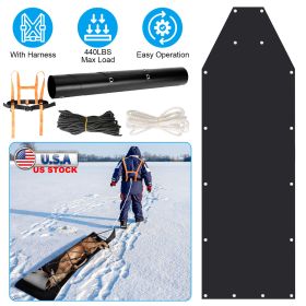 1Pc Deer Drag Sled With Dragging Harness Deer Cart Game Hauler Snow Sledding Pad Hunting Gear Supplies With 32.8FT Black Rope 16.1FT White Rope For Hu