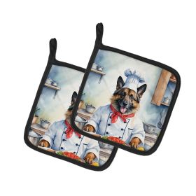 Belgian Tervuren The Chef Pair of Pot Holders Kitchen Heat Resistant Pot Holders Sets Oven Hot Pads for Cooking Baking BBQ, 7 1/2 x 7 1/2