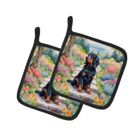Gordon Setter Spring Path Pair of Pot Holders Kitchen Heat Resistant Pot Holders Sets Oven Hot Pads for Cooking Baking BBQ, 7 1/2 x 7 1/2