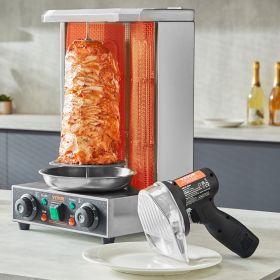 Electric Shawarma Knife, 80W Cordless Battery Professional Turkish Knife, Commercial Stainless Steel Gyro Cutter, Doner Kebab Meat Slicer With 2 Blade