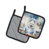 American Eskimo The Chef Pair of Pot Holders Kitchen Heat Resistant Pot Holders Sets Oven Hot Pads for Cooking Baking BBQ, 7 1/2 x 7 1/2