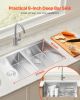 VEVOR 33 inch Kitchen Sink Workstation, 304 Stainless Steel Undermount Sink, Drop-In Double Bowl Farmhouse Basin with Ledge & Multiple Accessories