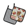 Brindle and White Basenji Vegetables Pair of Pot Holders Pair 7.5x7.5 Quilted Insulated Hot Pads Decorative Kitchen Gift Made in USA