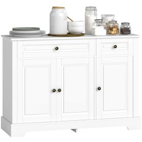Sideboard Buffet Cabinet, Modern Accent Cabinet with 2 Drawers and Adjustable Shelves, Entryway Cabinet, White
