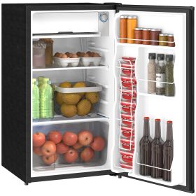 3.2 Cu.Ft Mini Fridge with Freezer, Single Door Compact Refrigerator with Adjustable Thermostat, Shelf and Reversible Door for Bedroom, Dorm, Home Of
