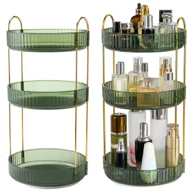 3 Tier Rotating Makeup Organizer 360Â° Spinning Perfume Cosmetic Storage Tray 55LBS Load Countertop Shelves For Lotion Lipstick (Option: Green)