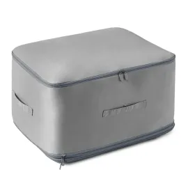 Large Foldable Storage Bag For Comforter Quilt Blanket Clothes Pillows Beddings Self Compression Organizer For Duvet Closet Storage Containers With Du (Option: Grey-L)