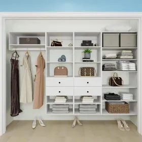 Closet Organizer System,Wall Mounted Closet Storage With  Drawers And Shelves Closet Storage For Bedroom,White (Option: A3A3A4B2)