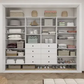 Closet Organizer System,Wall Mounted Closet Storage With  Drawers And Shelves Closet Storage For Bedroom,White (Option: A1A1A4A4)