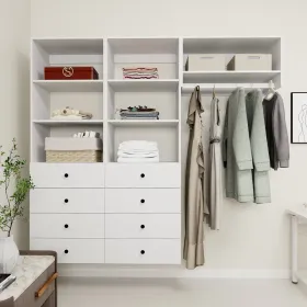 Livelylodge Modular Wardrobe Closet - Freestanding White Closet With Spacious Storage Shelves And Hanging Rods 70.86"W X 16.04"D X 70.86"H (Option: A1A1B2)
