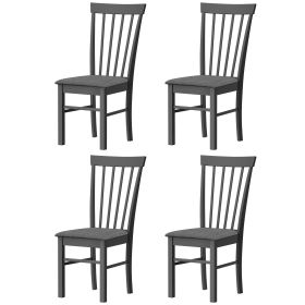 Wooden Dining Chairs Set of 4, Farmhouse Upholstered Kitchen Chairs with Rubber Wood Frame, Black and Gray (Option: Black, Gray-1035x500x435 mm)