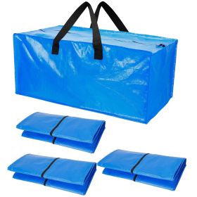 4Pcs Moving Bags Heavy Duty Container Reusable Plastic Totes Blue Moving Bin Zippered Storage Bag (Option: 4Pcs)