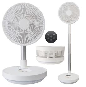 Indoor & Outdoor Retractable LED Fan Oscillating Standing Fan Rechargeable Pedestal Fan (Color: White)
