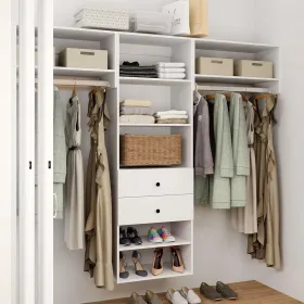 Closet Organizer System, 71"H Walk In Closet System With Drawers, Wood Armoire Wardrobe Closet With Shelves, DIY Wood Closet System With Closet Shelve (Option: YGA3B2B2)