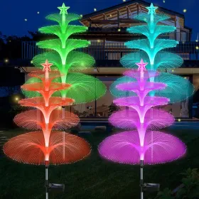 Solar Garden Lights, 4 Pack Solar Star Jellyfish Lights 7 Color Changing Fiber Optic Light Gardening Gifts For Mom Grandma Women, Flower Light For Out (Option: 8Pcs)