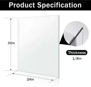 Clear Acrylic Sheet, 0.125Inch Thick (Option: 24x32in)