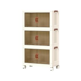 3Pcs Foldable Storage Bins With Lid Wheels Front Magnetic Door Fedex Shipping (Option: 78QT)