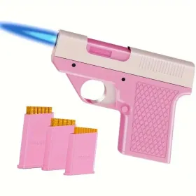 Windproof Adjustable Flame Lighter - Portable Liquid Gas Filling Igniter, Zinc Alloy Shell, Light Green And Pink Handle, Suitable For Camping, Barbecu (Option: Pink)