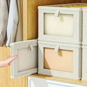 Foldable Clothes Storage Box With Viewing Window - Heavy-Duty Organizer Box, Stackable Closet Organizer For Wardrobe, Under-Bed, Shelf - Space-Saving (Option: 2pcs)