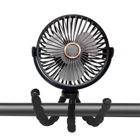 Camping Fan With LED Lantern- Rechargeable Battery Operated Fan, 3 Speeds,7 Inch Portable Clip On For Stroller Treadmill Tent RV Outdoor Emergency Out (Option: Black)