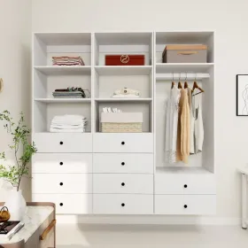 Livelylodge Modular Wardrobe Closet - Freestanding White Closet With Spacious Storage Shelves And Hanging Rods 70.86"W X 16.04"D X 70.86"H (Option: A1A1A2)