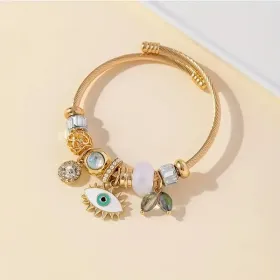 DIY Bead Bracelet, Multi-element Stainless Steel Copper Alloy Rhinestone Fashion Accessory (Option: WhiteDevilsEye)
