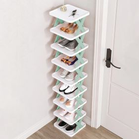 1Pc 9Tier Narrow Entryway Shoe Rack Plastic Vertical Shoe Organizer Space Saving Free Standing Shoes Storage Shelf Closet Hallway (Option: Blue)