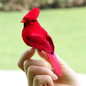 2pcs Red Bird Decor Artificial Red Cardinal Birds Artificial Birds Christmas Cardinal Birds For Tree Flower Floral Arrangements Yard Patio Wreath Desi (Option: 4Pcs)