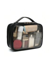 Clear Makeup Bag For Women, Clear Cosmetic Bag Travel Toiletry Bags Makeup Organizer Bag With Detachable Brush Holder Summer Travel, Vacation Home Bat (Option: Black)