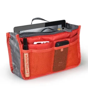 Women Lady Travel Insert Handbag Organiser Makeup Bags Toiletry Purse Liner W/Hand Strap (Option: Orange)