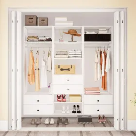 Livelylodge Modular Wardrobe Closet - Freestanding White Closet With Spacious Storage Shelves And Hanging Rods 70.86"W X 16.04"D X 70.86"H (Option: A2A3A2)