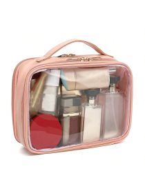 Clear Makeup Bag For Women, Clear Cosmetic Bag Travel Toiletry Bags Makeup Organizer Bag With Detachable Brush Holder Summer Travel, Vacation Home Bat (Option: Pink)