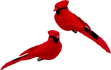2pcs Red Bird Decor Artificial Red Cardinal Birds Artificial Birds Christmas Cardinal Birds For Tree Flower Floral Arrangements Yard Patio Wreath Desi (Option: 2pcs)
