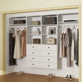 Closet Organizer System,Wall Mounted Closet Storage With  Drawers And Shelves Closet Storage For Bedroom,White (Option: A1A1B2B2)
