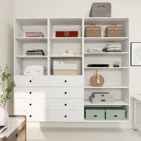 Livelylodge Modular Wardrobe Closet - Freestanding White Closet With Spacious Storage Shelves And Hanging Rods 70.86"W X 16.04"D X 70.86"H (Option: A1A1A4)