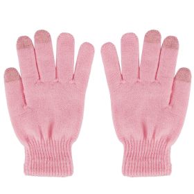 3 Color Options -- 1 Pair Unisex Winter Knit Gloves Touchscreen Outdoor Windproof Cycling Skiing Warm Gloves (Option: Pink)